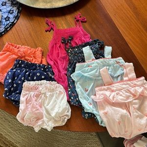 Baby gap bundle. 3 bloomer shorts and 3 rompers